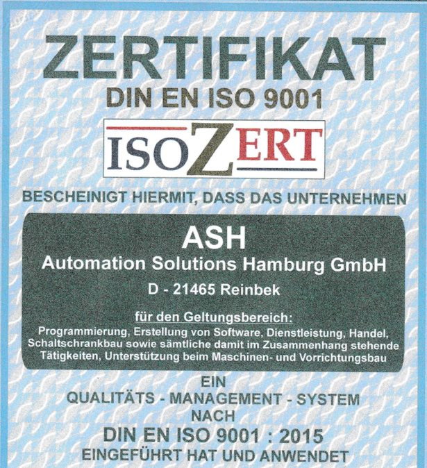 ISO 9001 Zertifikat